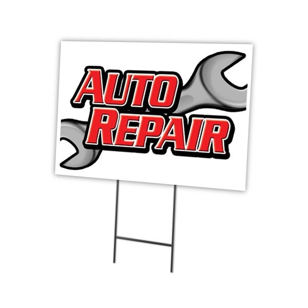 Auto Repair Yard Sign & Stake outdoor plastic coroplast window, C-1824 Auto Repair